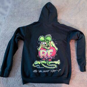 Vintage Y2K 2008 Ed Roth Rat Fink Hot Rod Black Sweatshirt Hoodie Men’s Small